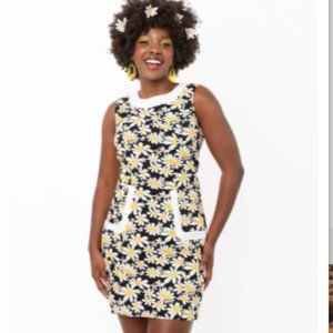 Unique Vintage Smak Parlour 1960 Black Daisy Dress